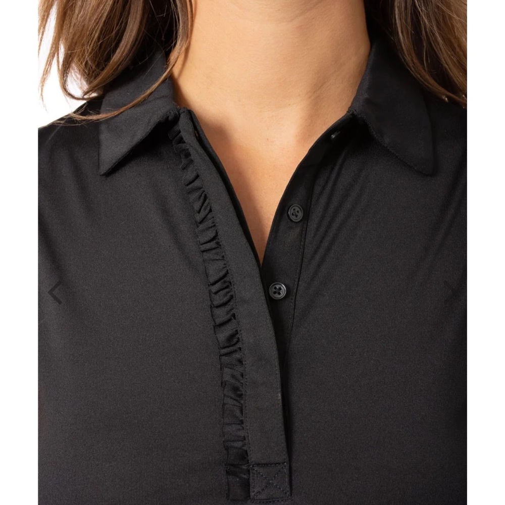 Golftini black sleeveless ruffle polo